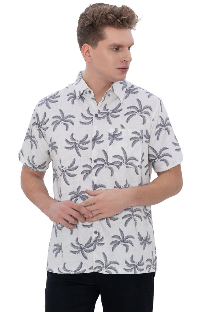 HAPPY BAY Mens Hawaiian Shirts Black Tropical Bunch P07731