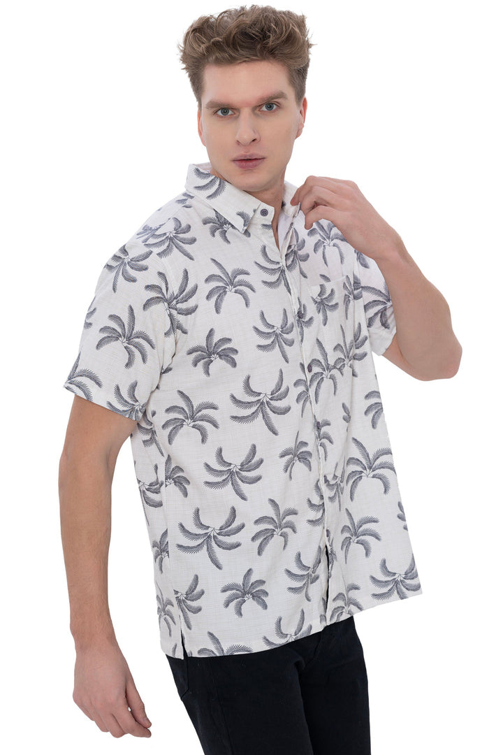 HAPPY BAY Mens Hawaiian Shirts Black Tropical Bunch P07731