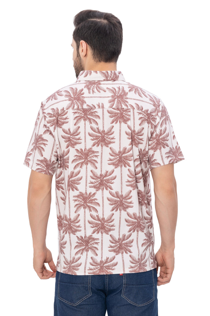 HAPPY BAY Mens Hawaiian Shirts Brown Palm Tree P07736