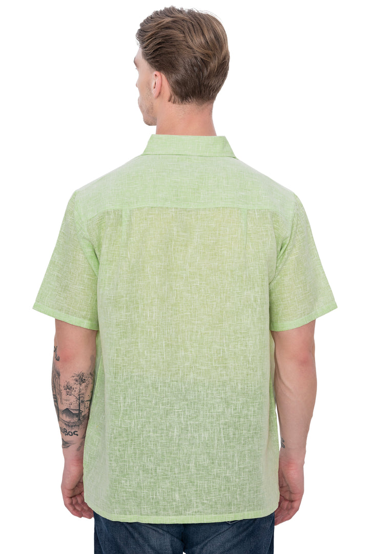 HAPPY BAY Mens Hawaiian Shirts Green Collard P07750