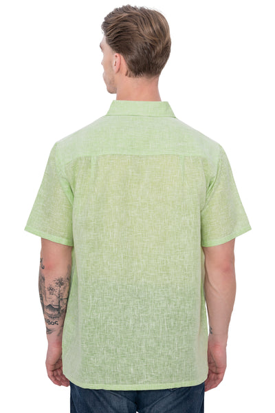 HAPPY BAY Mens Hawaiian Shirts Green Collard P07750