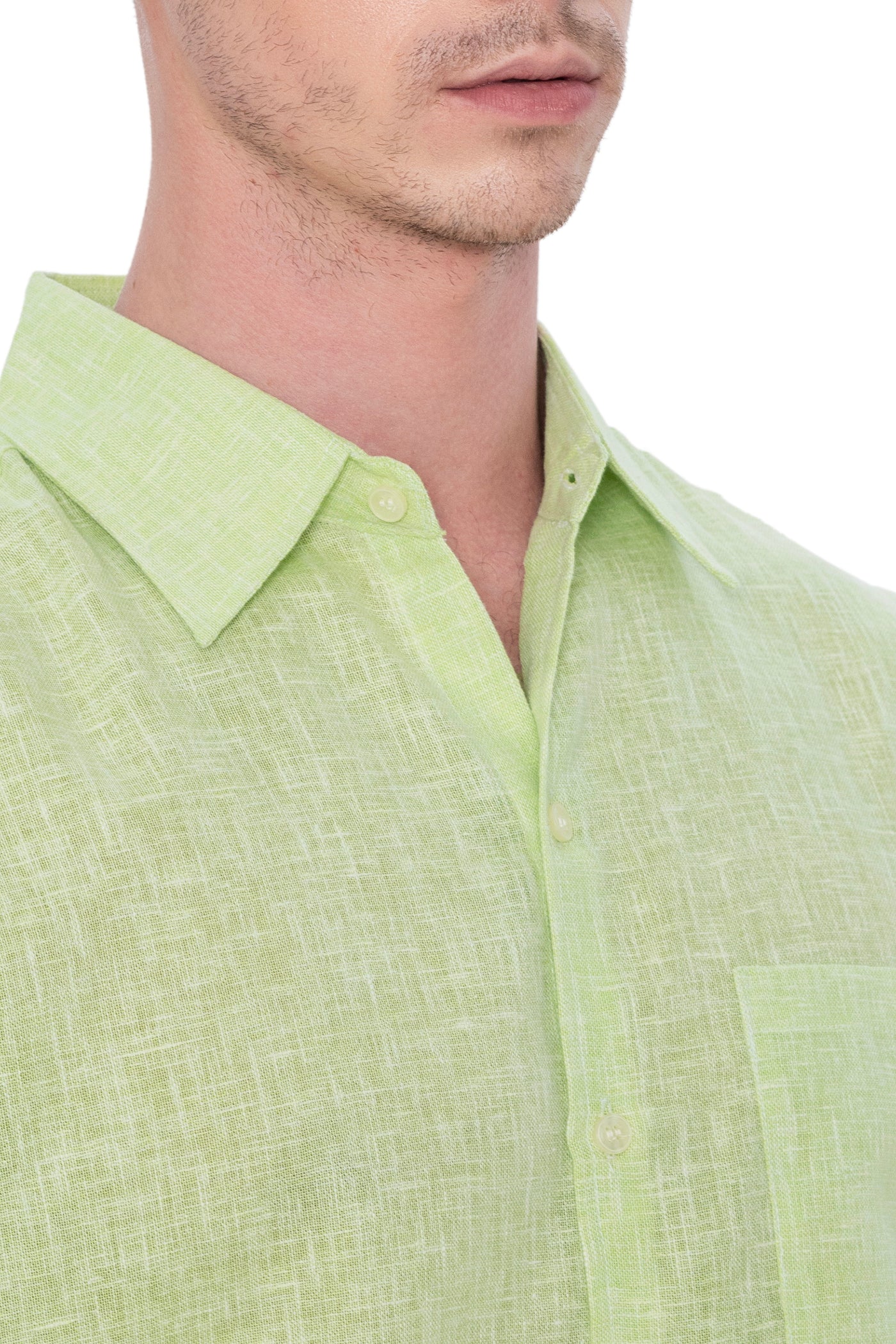 HAPPY BAY Mens Hawaiian Shirts Green Collard P07750