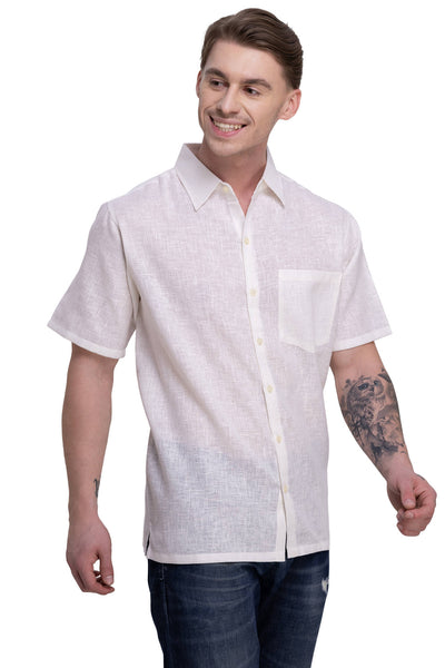 Men's Cotton Slub Shirt “ white (P07751)