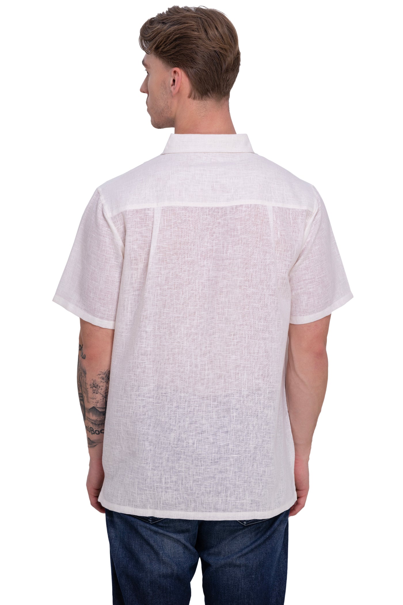 HAPPY BAY Mens Hawaiian Shirts White Collard P07751