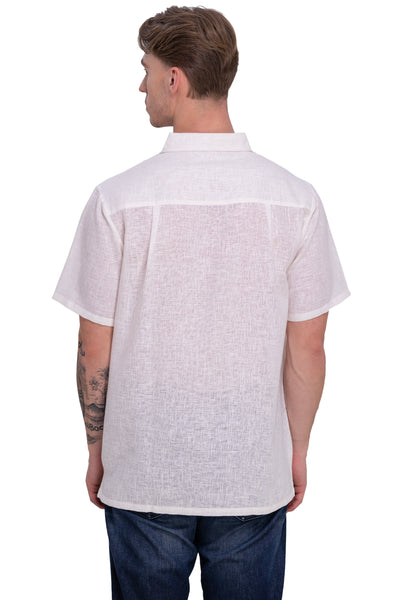 HAPPY BAY Mens Hawaiian Shirts White Collard P07751