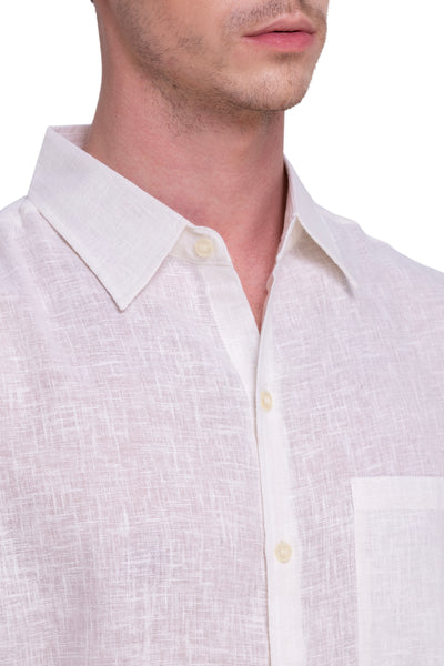 HAPPY BAY Mens Hawaiian Shirts White Collard P07751