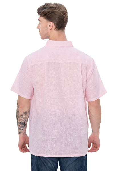 HAPPY BAY Mens Hawaiian Shirts Pink Collard P07753