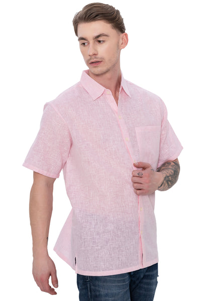 HAPPY BAY Mens Hawaiian Shirts Pink Collard P07753