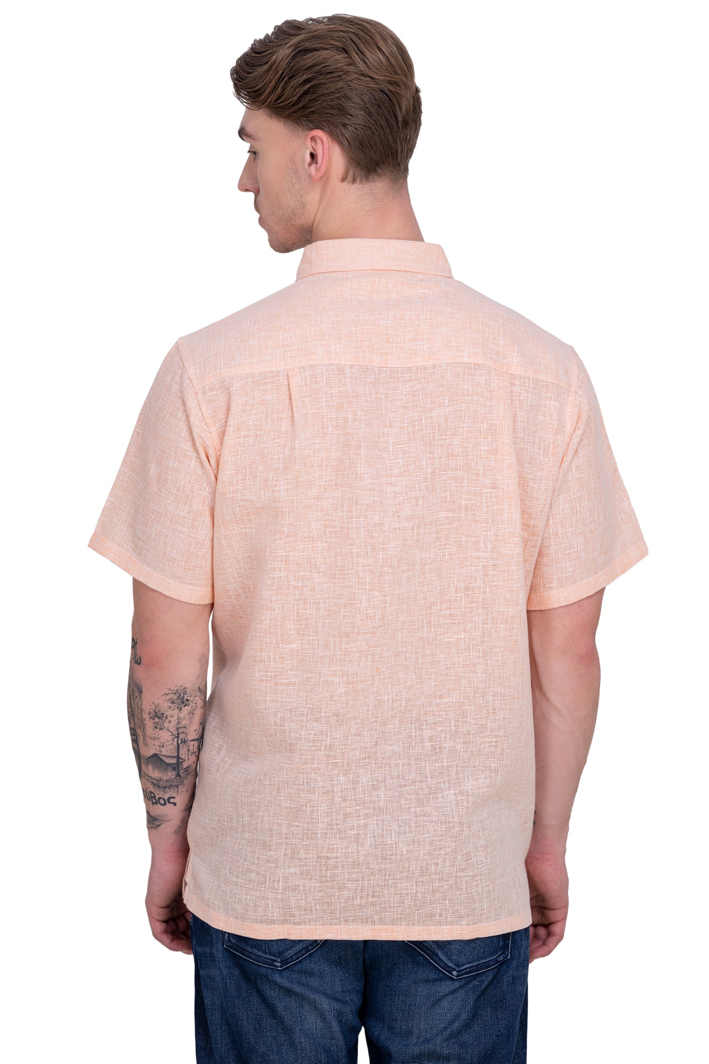 HAPPY BAY Mens Hawaiian Shirts Peach Collard P07754