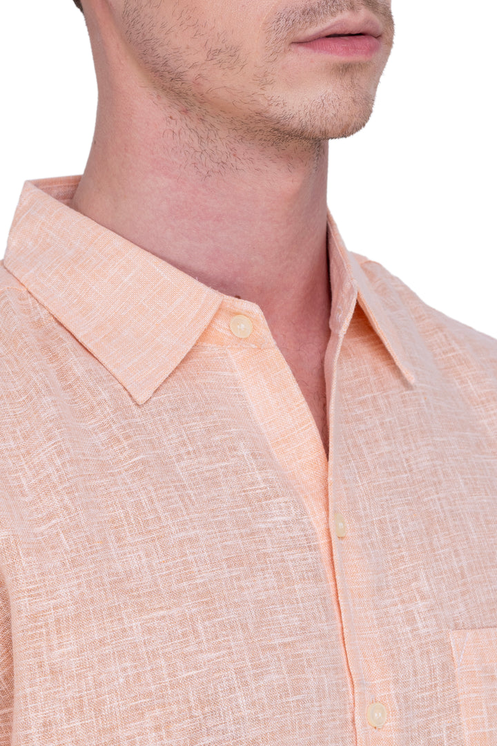 HAPPY BAY Mens Hawaiian Shirts Peach Collard P07754