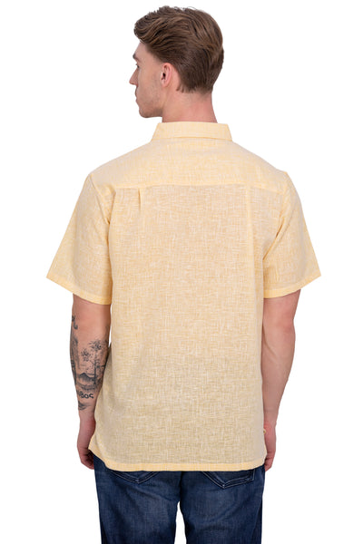 HAPPY BAY Mens Hawaiian Shirts Yellow Collard P07755