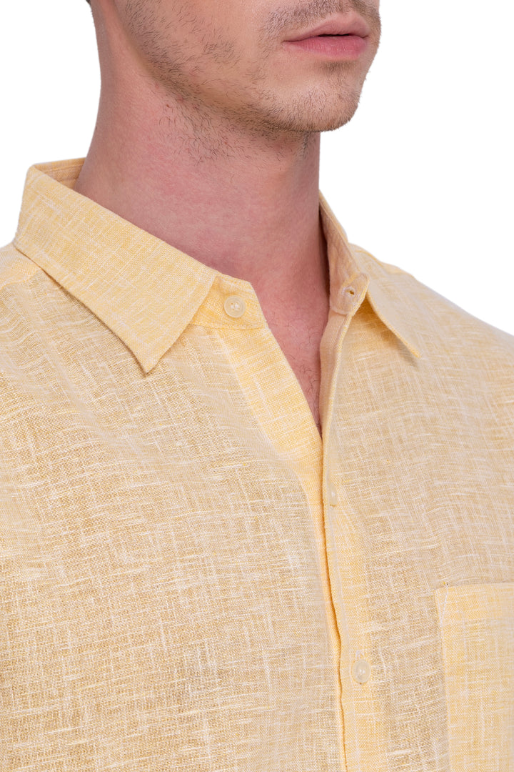 HAPPY BAY Mens Hawaiian Shirts Yellow Collard P07755