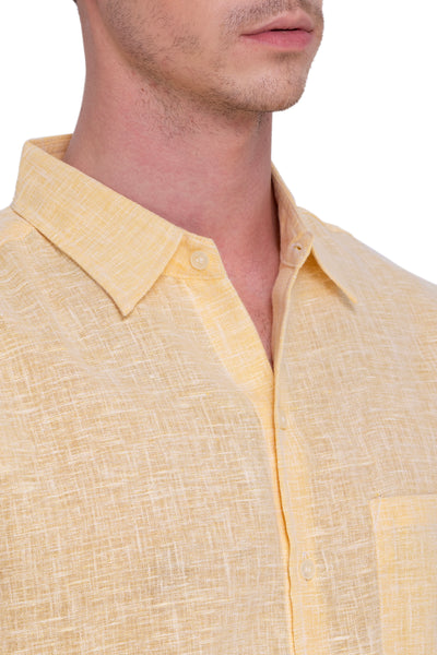 HAPPY BAY Mens Hawaiian Shirts Yellow Collard P07755