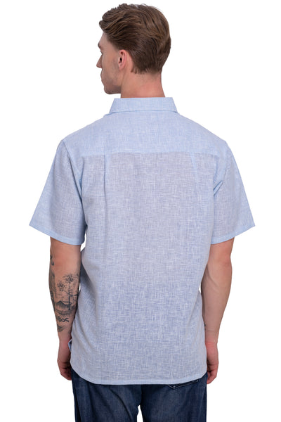 HAPPY BAY Mens Hawaiian Shirts Blue Collard P07756