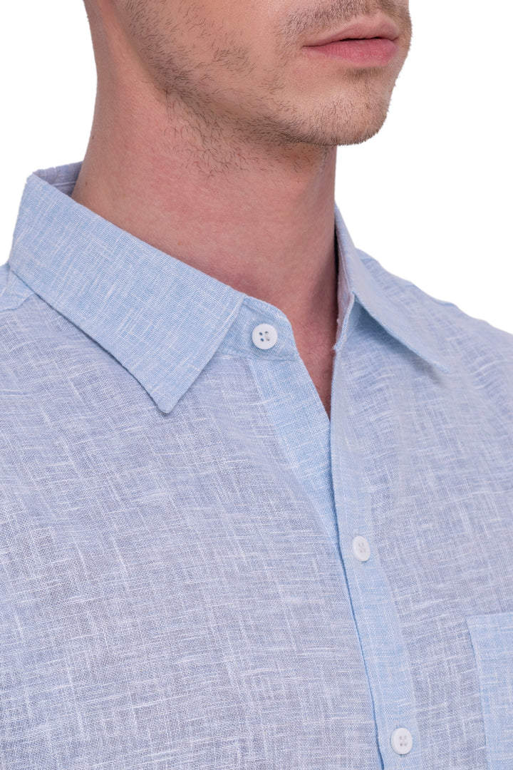 HAPPY BAY Mens Hawaiian Shirts Blue Collard P07756