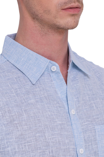 HAPPY BAY Mens Hawaiian Shirts Blue Collard P07756