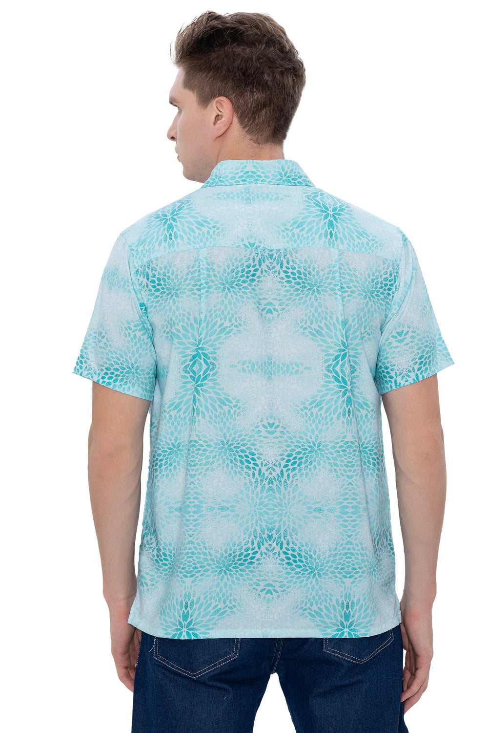 HAPPY BAY Men's Casual Hawaiian Shirt - Beach Summer Cruise Vacation Button Down Short Sleeve Aloha Shirt M Light Blue P07778