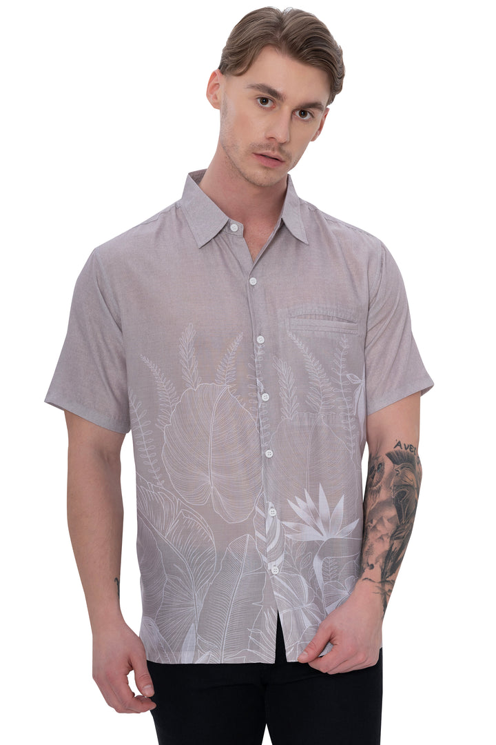 HAPPY BAY Mens Hawaiian Shirts Brown Tropical P07780