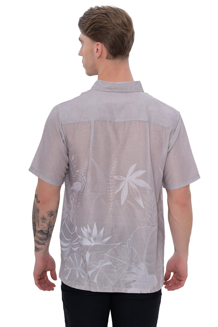 HAPPY BAY Mens Hawaiian Shirts Brown Tropical P07780