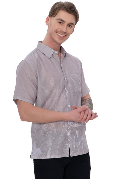 HAPPY BAY Mens Hawaiian Shirts Brown Tropical P07780