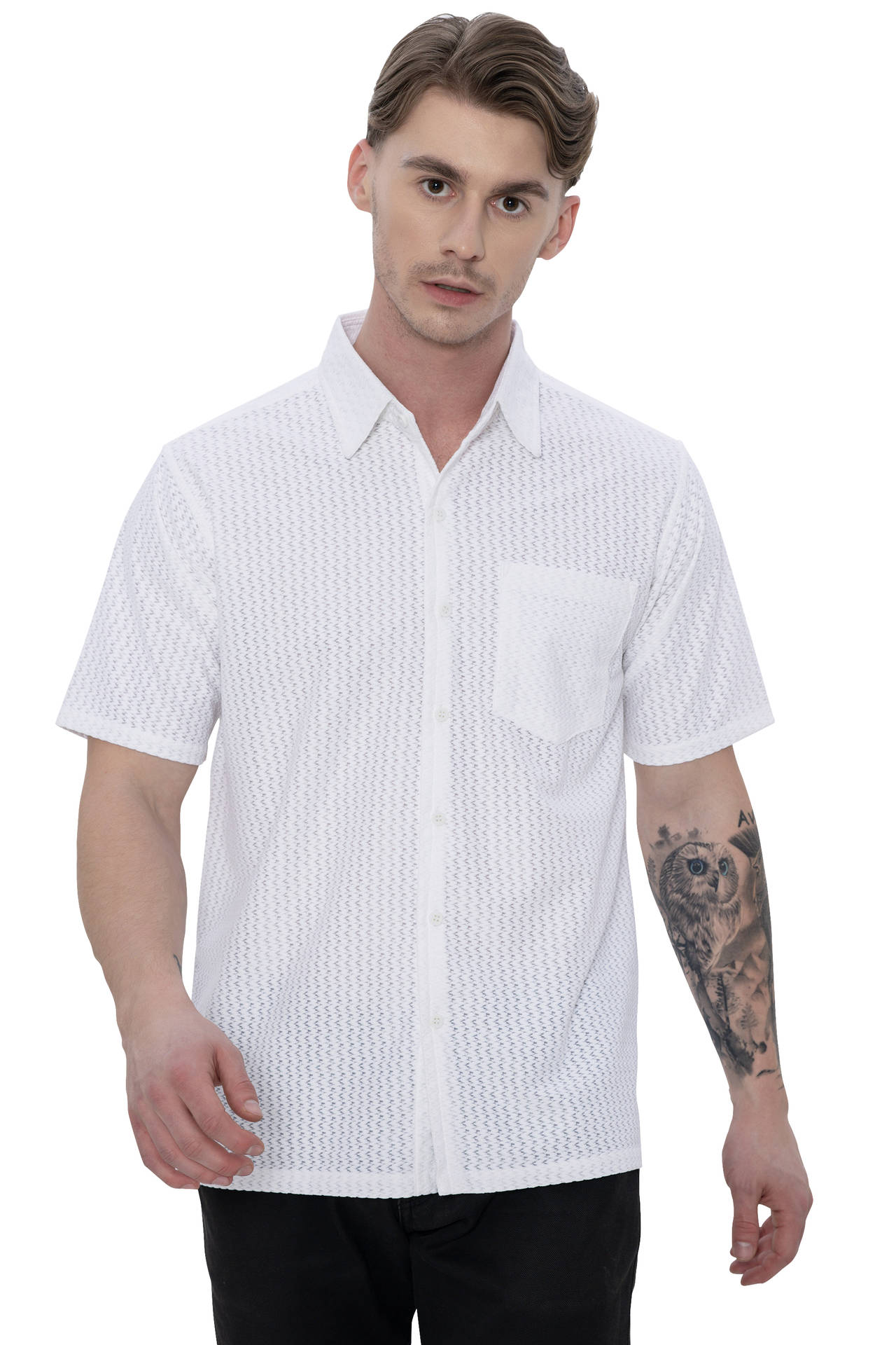 Men's P07755 Cotton Slub Shirt  “ Grey (P07786)