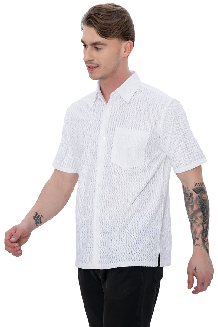 HAPPY BAY Mens Hawaiian Party Shirt White Funny P07786