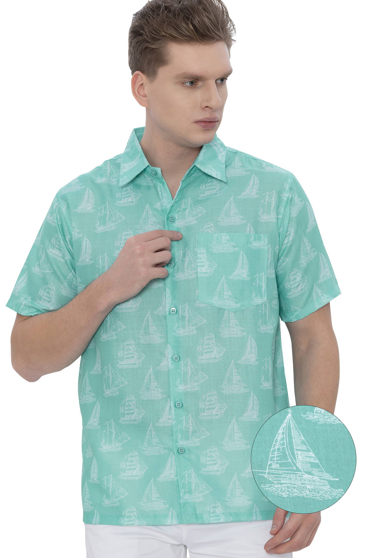 Men's Linen Effect Shirt “ white (P07787)
