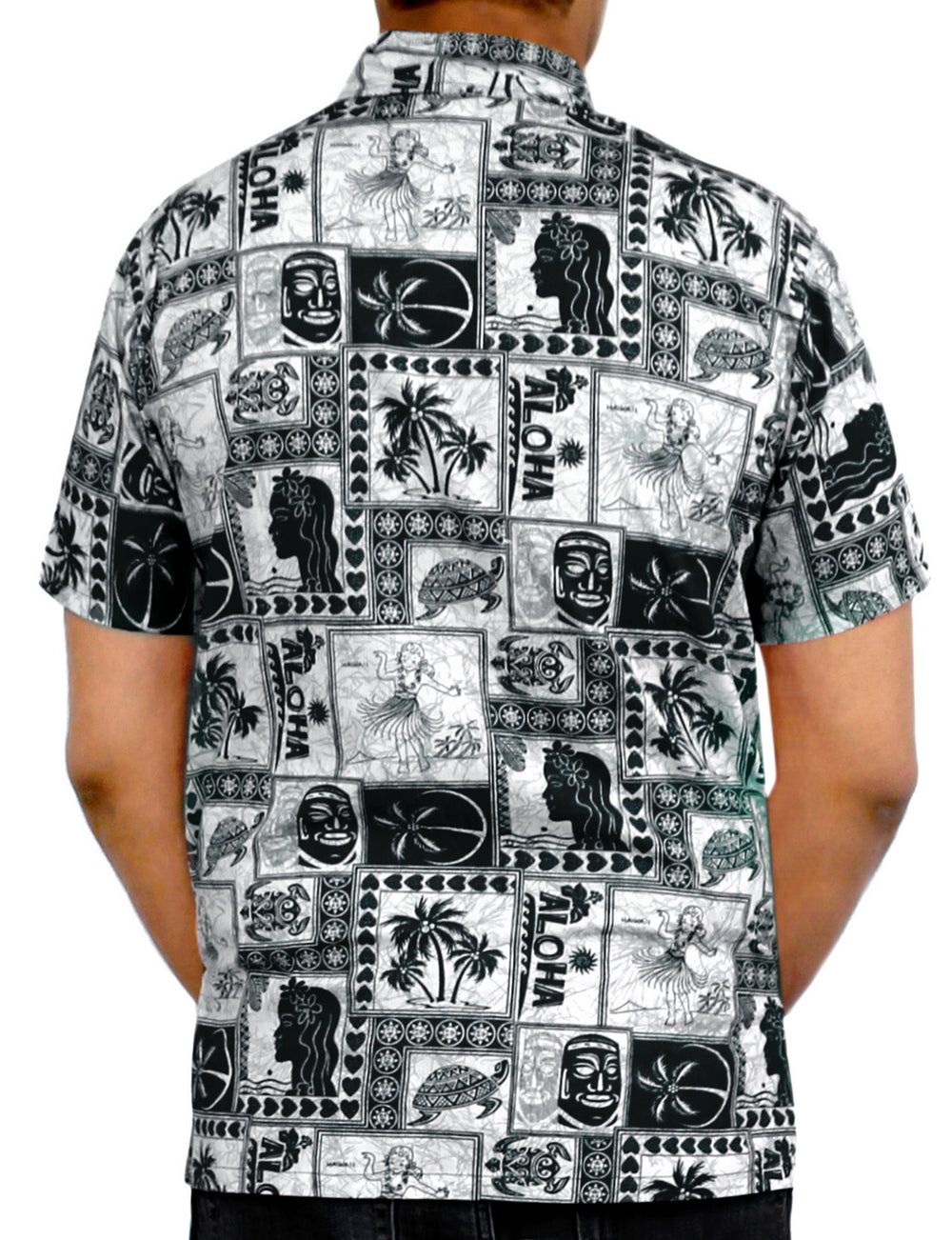 LA LEELA Men's Hawaiian Shirt Short Sleeve - Casual Summer Beach Party Fun Button Down Aloha Shirt S Gray P08247