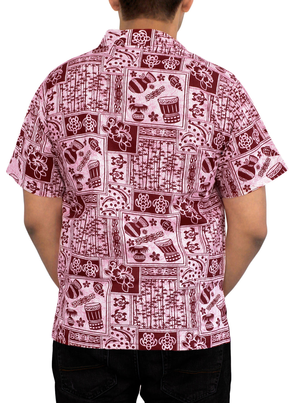 LA LEELA Men's Hawaiian Button Down Shirt - Summer Beach Party Cruise Vacation Casual Short Sleeve Aloha S Pink P08257