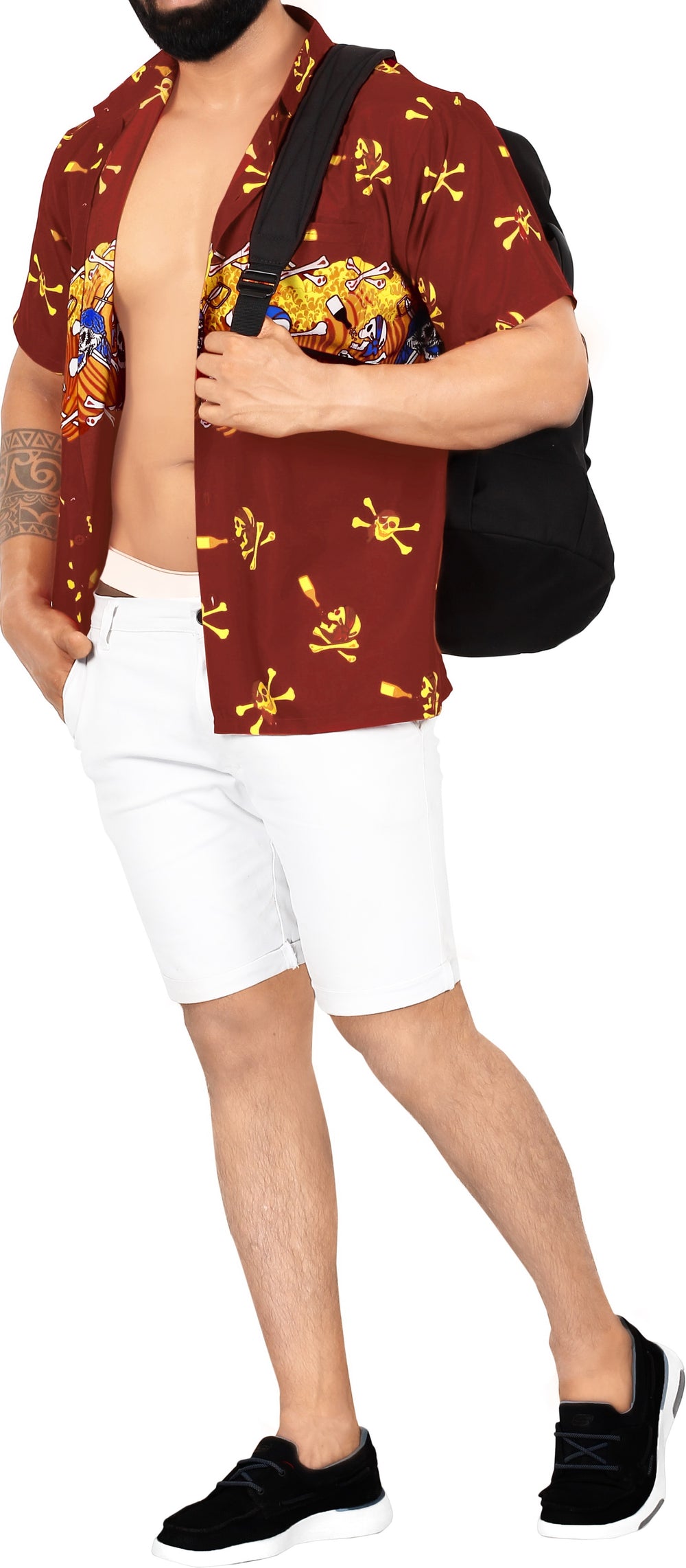 LA LEELA Men's Hawaiian Beach Shirt Button Down - Summer Vacation Island Cruise Casual Short Sleeve Aloha S Red P08300