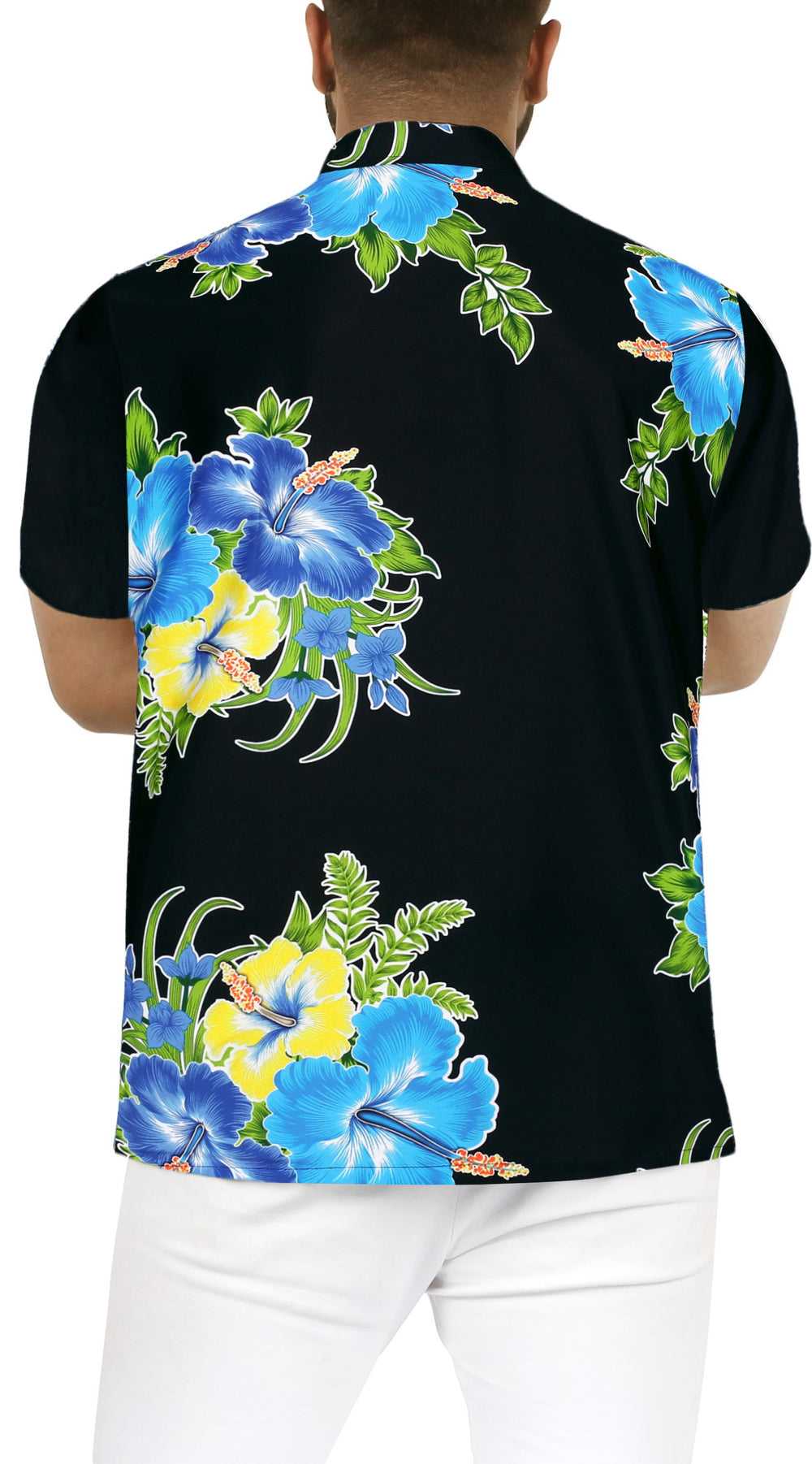LA LEELA Men's Casual Hawaiian Shirt Short Sleeve - Beach Vacation Resort Wear Summer Button Down Aloha S Black P08313