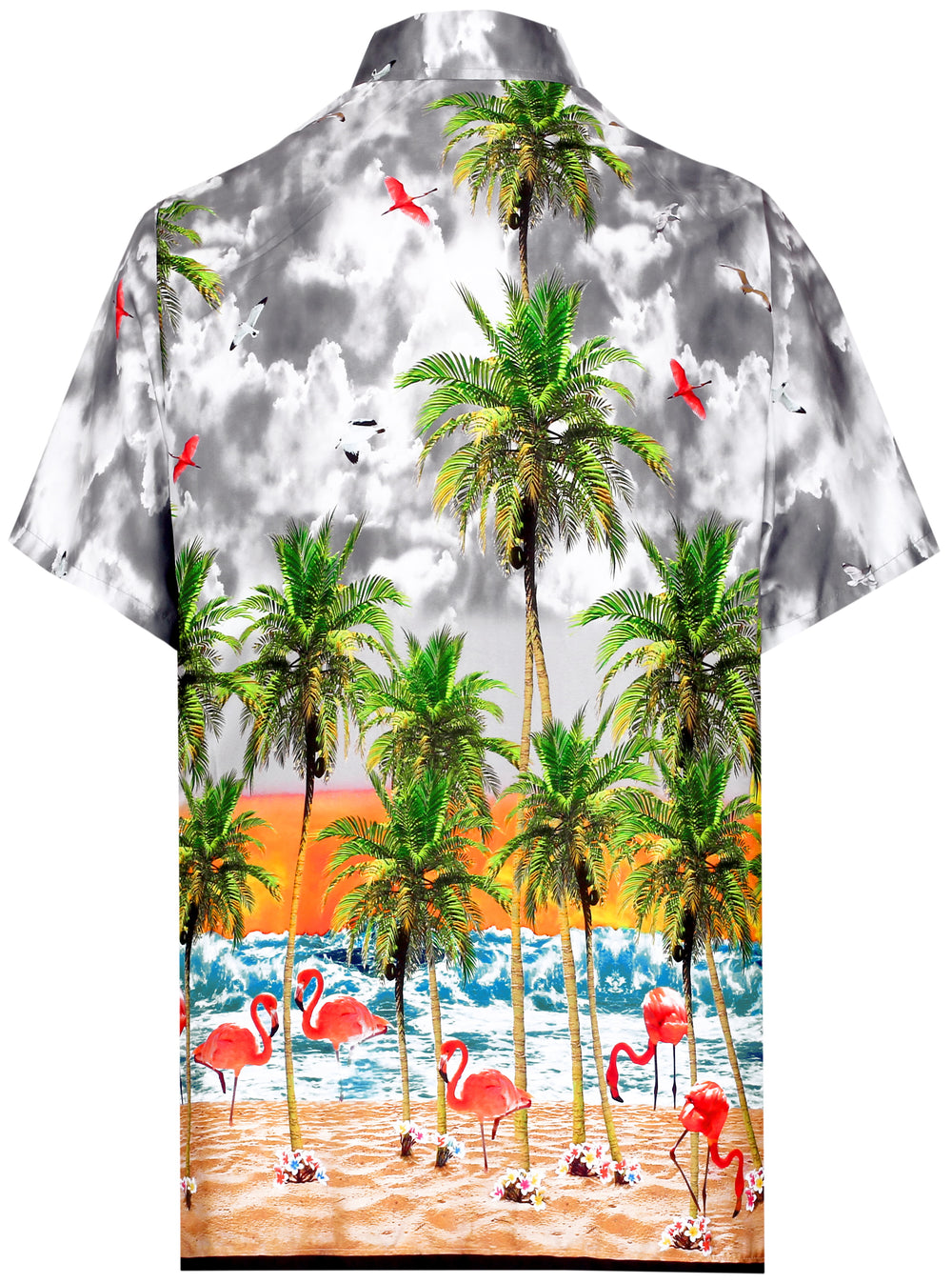 HAPPY BAY Men's Short Sleeve Hawaiian Shirt - Summer Beach Island Vacation Casual Cruise Button Down Aloha M Gray P08409