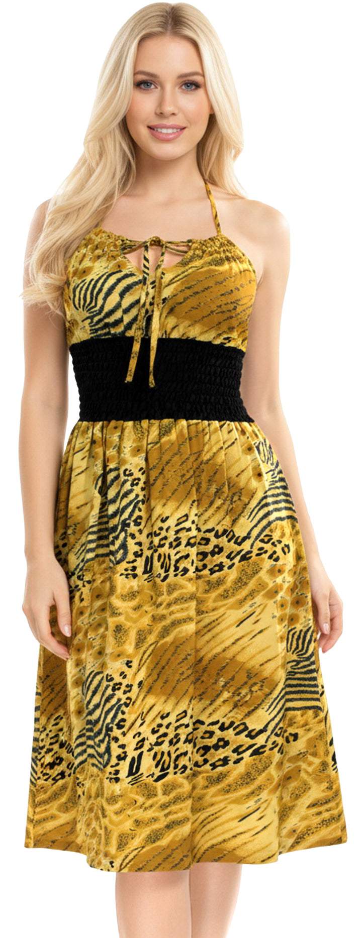 LA LEELA Brown Short Dress - 126614
