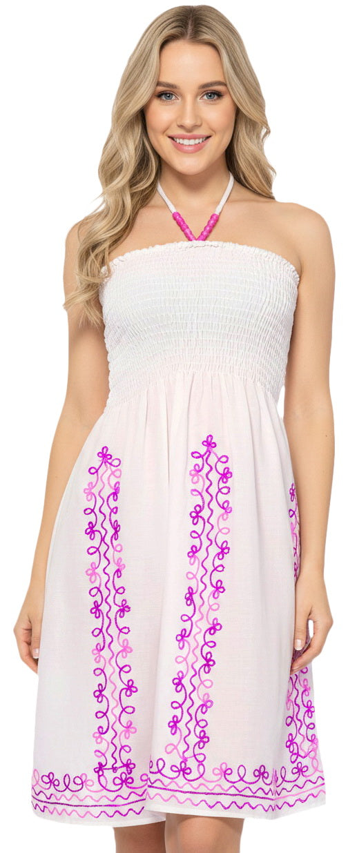 LA LEELA White Short Dress - 122797