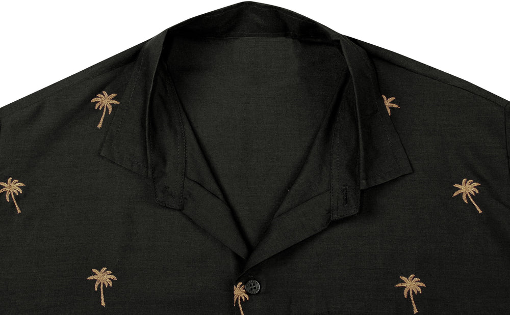 LA LEELA Men's Aloha Hawaiian Shirt Short Sleeve - Casual Summer Beach Vacation Cruise Button Down Shirt S Black P08991