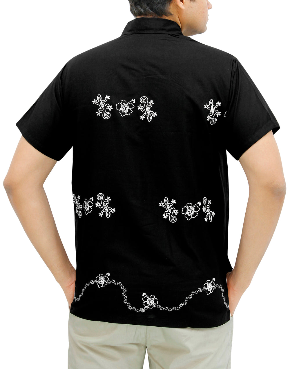 LA LEELA Men's Short Sleeve Hawaiian Shirt - Fun Summer Beach Party Casual Button Down Aloha Shirt M Black P08999