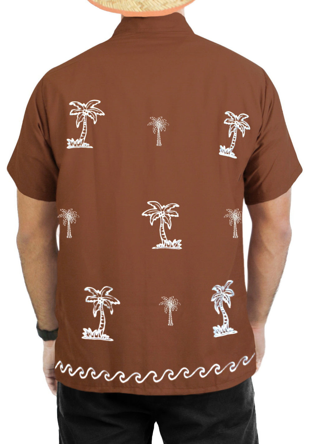 LA LEELA Men's Hawaiian Party Shirt - Summer Beach Luau Fun Casual Button Down Aloha Short Sleeve Shirt S Brown P09030