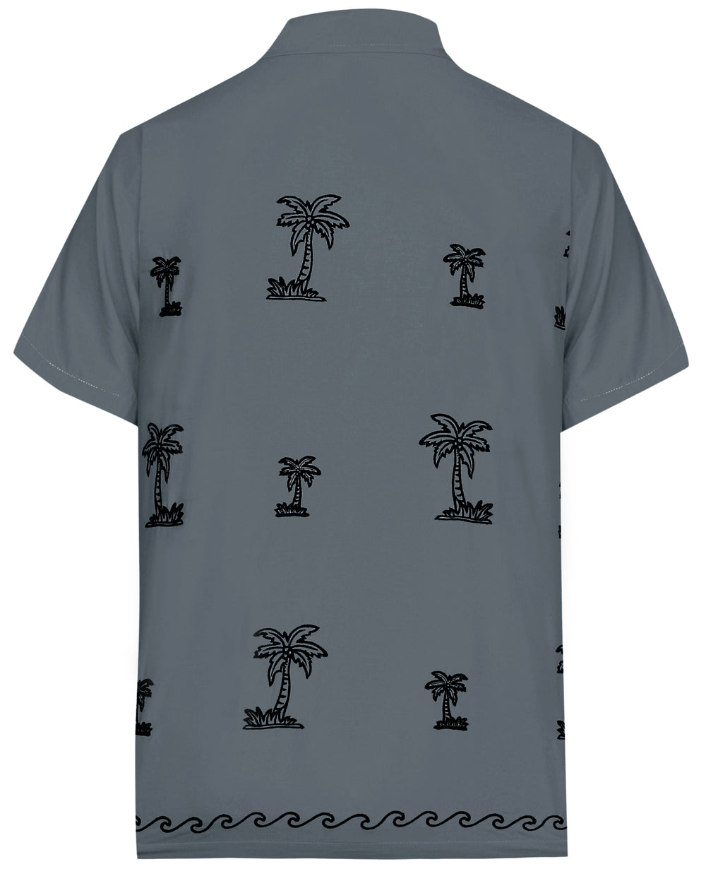 LA LEELA Men's Hawaiian Shirt Relaxed Fit - Summer Beach Vacation Casual Button Down Cruise Aloha Shirt S Gray P09036