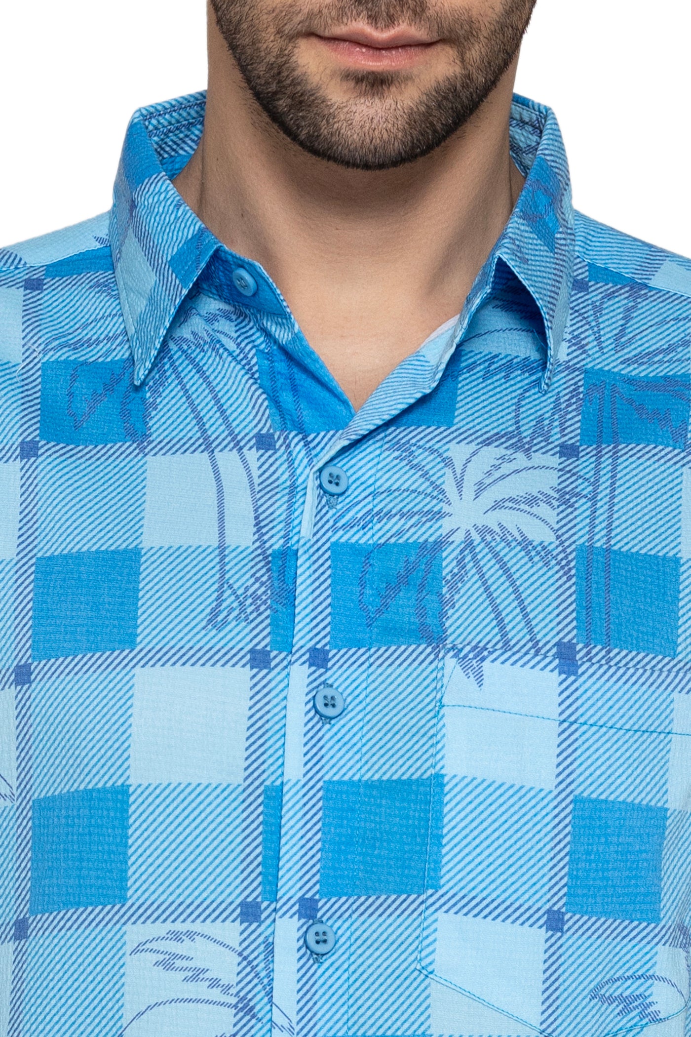 HAPPY BAY Mens Hawaiian Shirts Palm Breeze Checks P10167