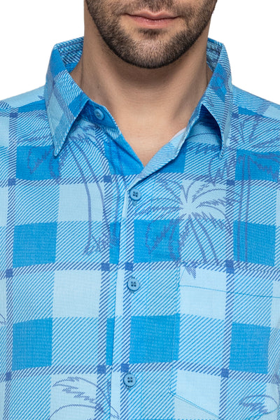 HAPPY BAY Mens Hawaiian Shirts Palm Breeze Checks P10167