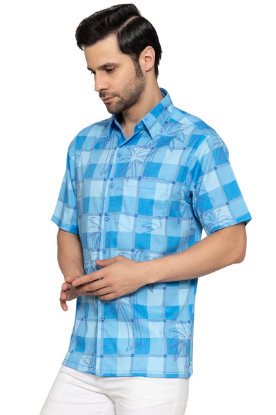 HAPPY BAY Mens Hawaiian Shirts Palm Breeze Checks P10167