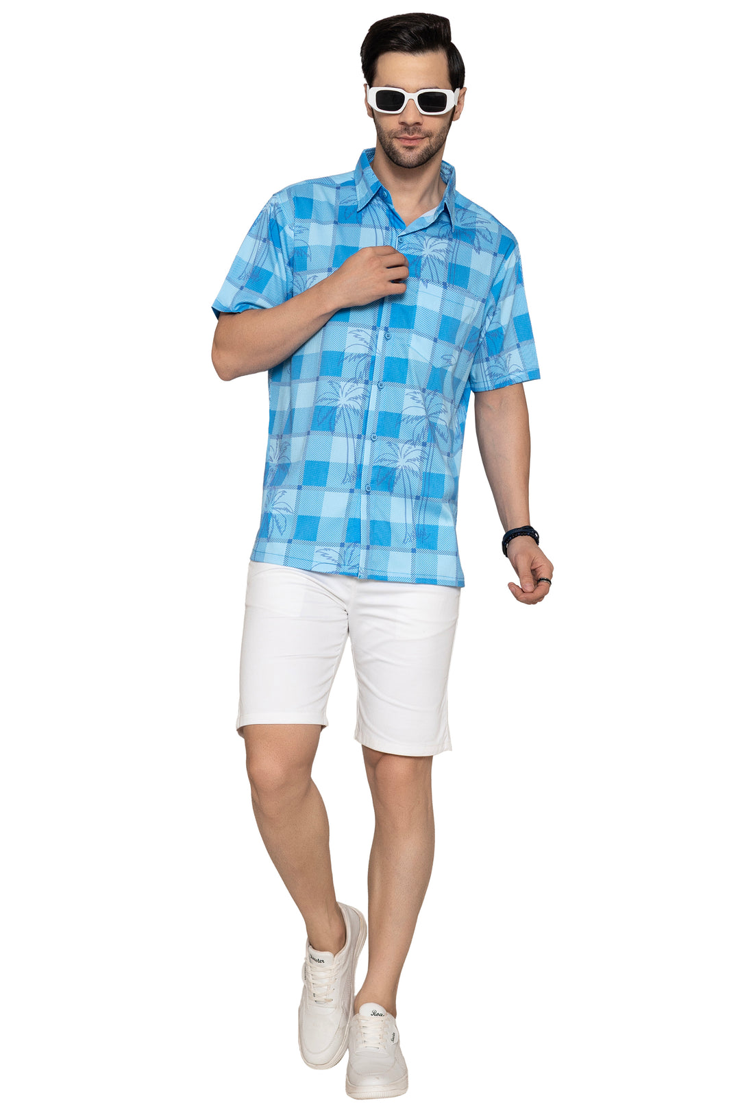 HAPPY BAY Mens Hawaiian Shirts Palm Breeze Checks P10167