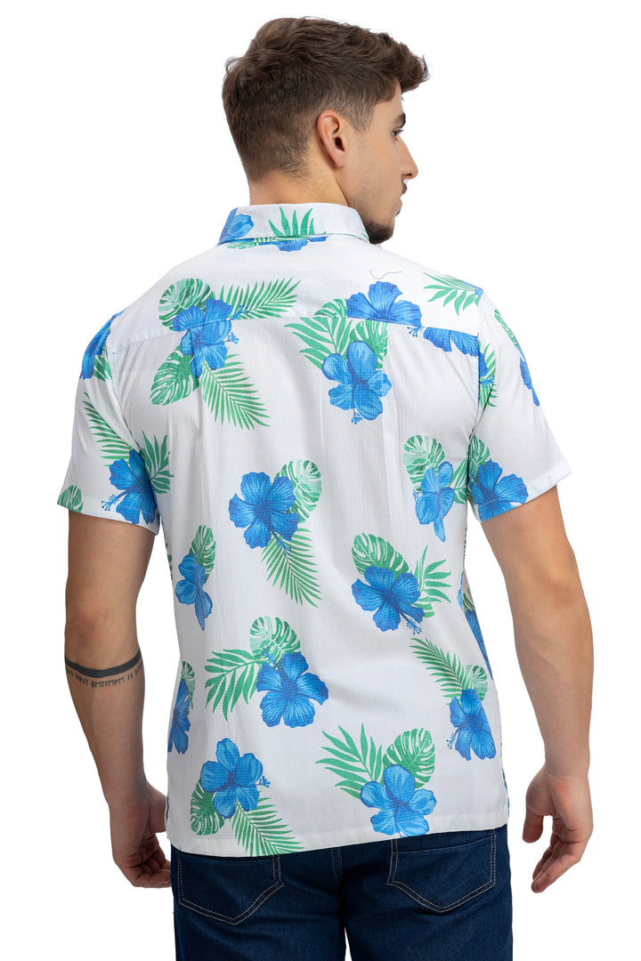 HAPPY BAY Mens Hawaiian Shirts S Beige Leaf P10168