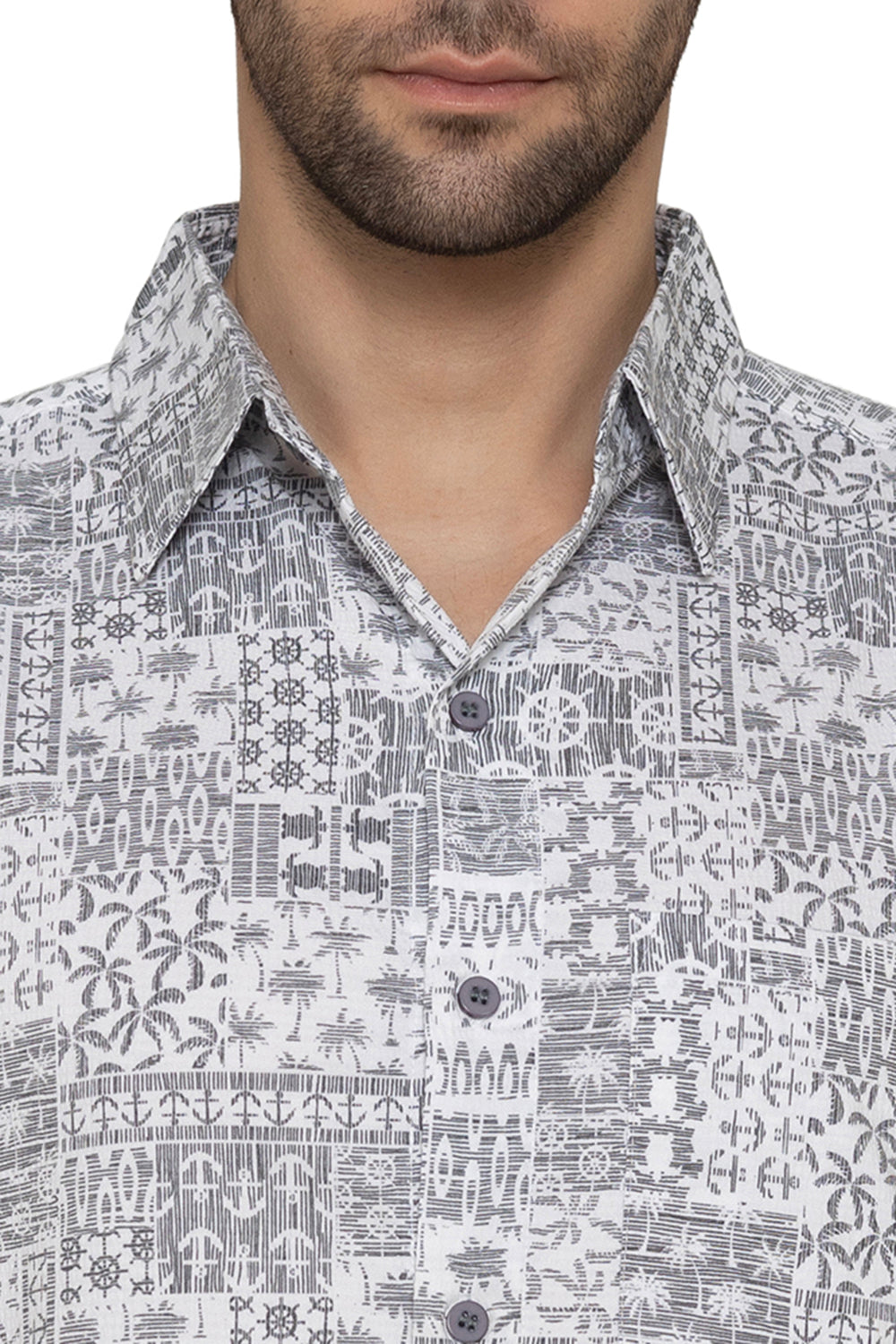 HAPPY BAY Men's Short Sleeve Hawaiian Button Down - Beach Summer Cruise Vacation Casual Aloha Party Shirt M Gray P10170