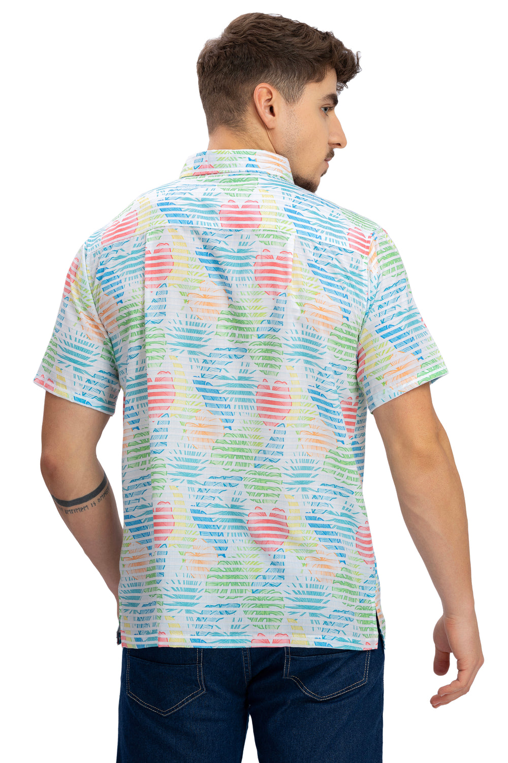 HAPPY BAY Men's Tropical Aloha Hawaiian Shirt - Summer Beach Party Casual Cruise Vacation Button Down Shirt M Light Blue P10193