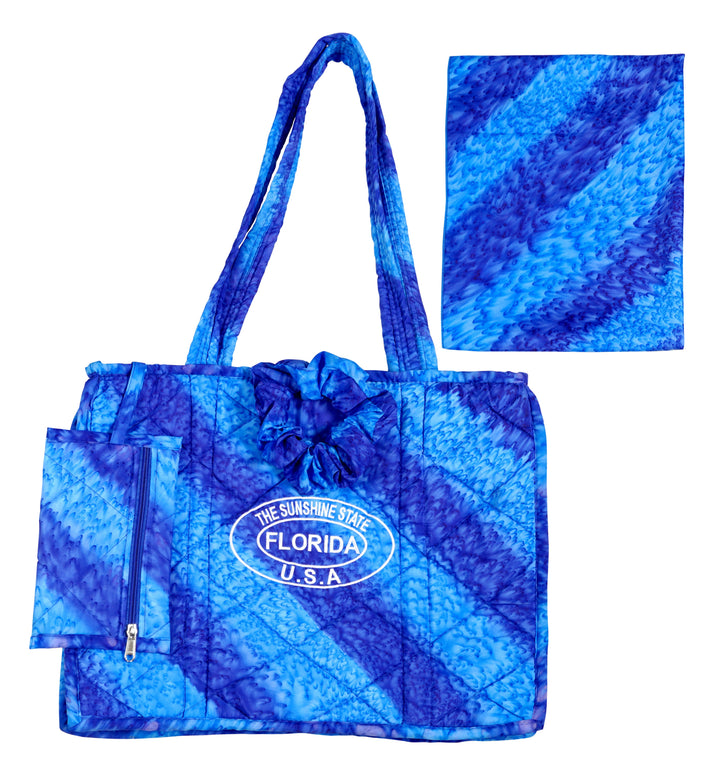 Beach Pool Tote Bag + Purse + Beach Wrap R_Blue P10325