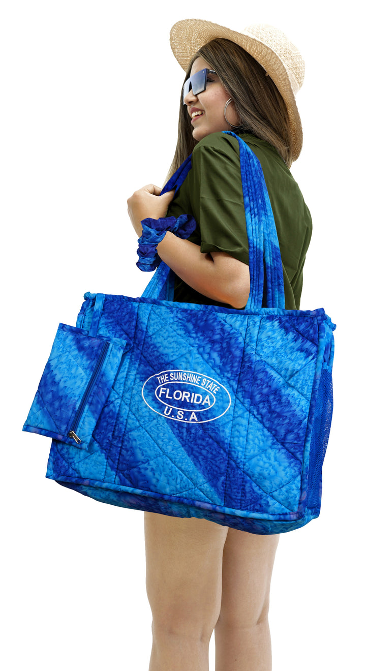 Beach Pool Tote Bag + Purse + Beach Wrap R_Blue P10325