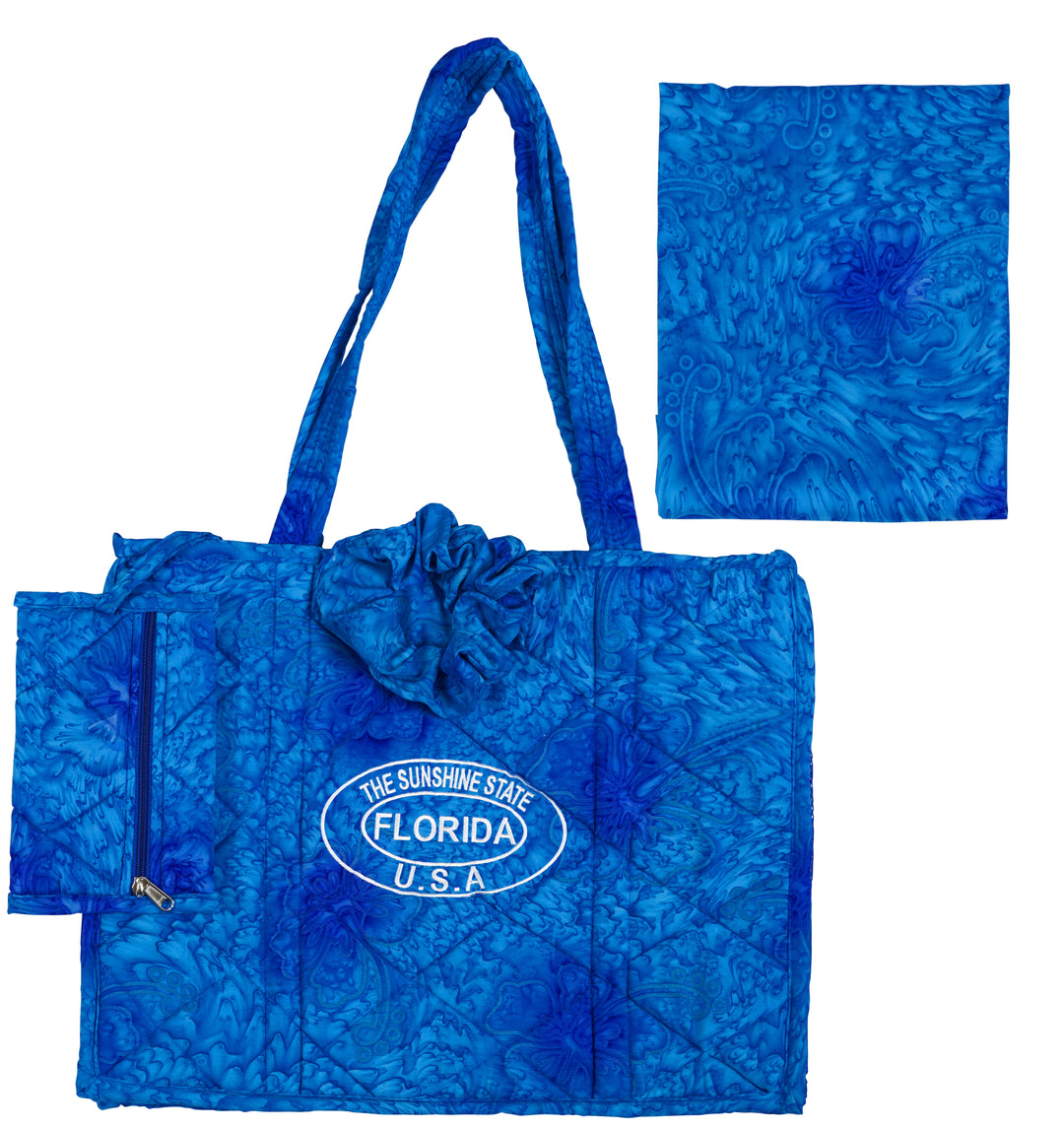 Beach Pool Tote Bag + Purse + Beach Wrap Blue P10328