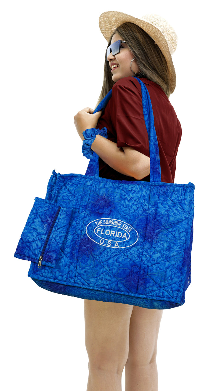 Beach Pool Tote Bag + Purse + Beach Wrap Blue P10328