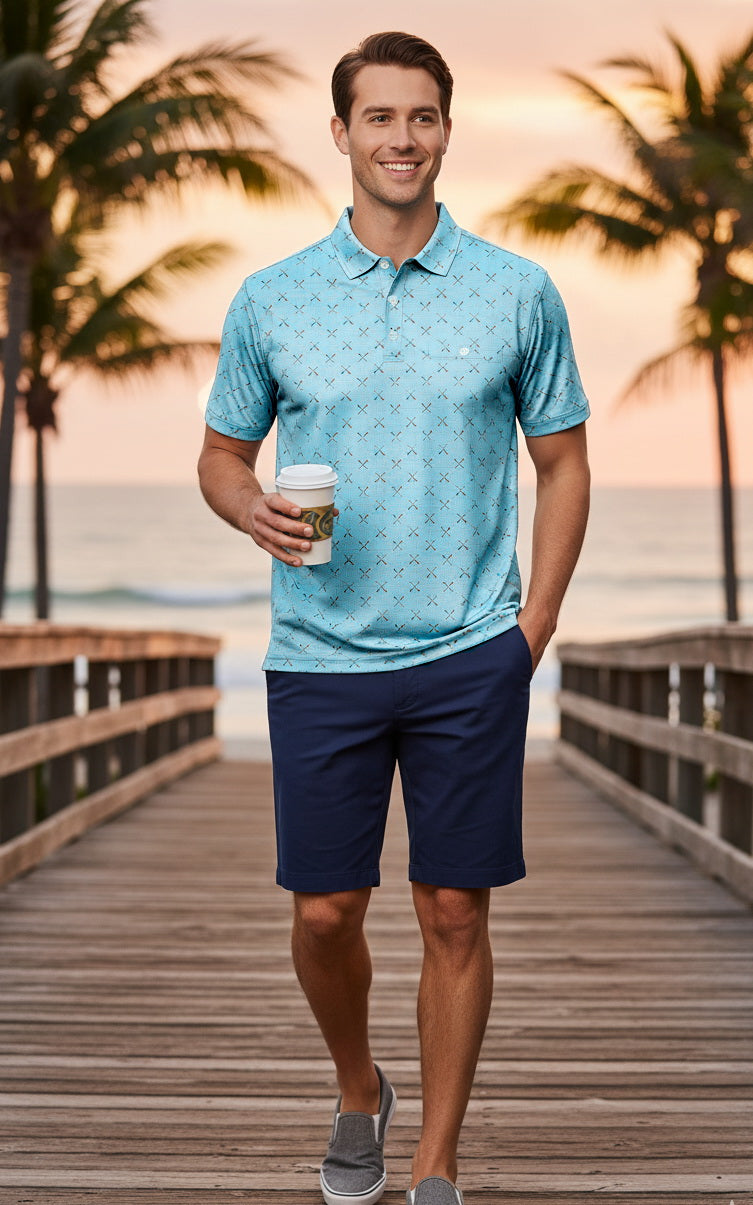 HAPPY BAY Bottle Blue Mens Golf Polo Shirt P10337